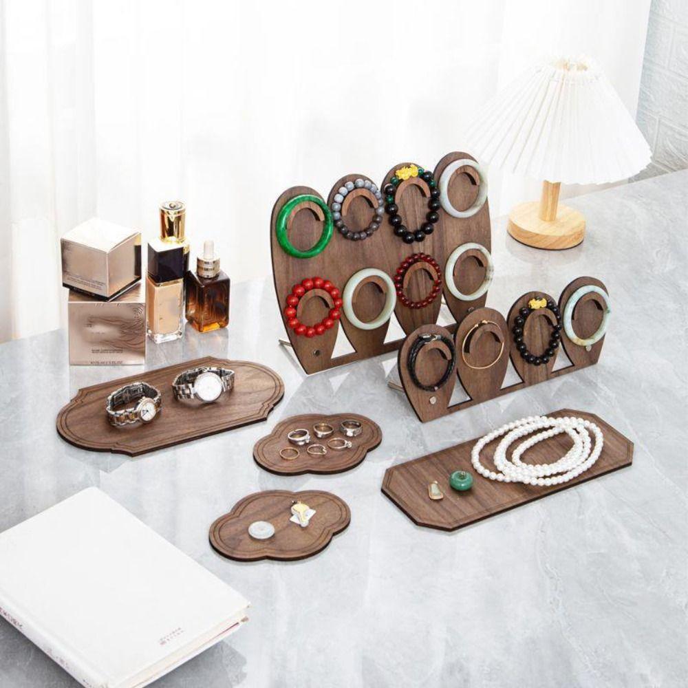 Hand Bangle Bracelet Tray Wood Jewelry Holder Durable Necklace Display Stand  Gift