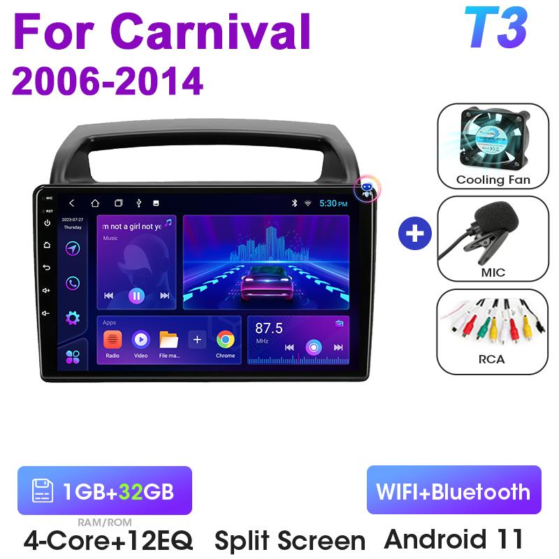 2 Din Android 12 Car Radio For KIA Carnival Android All-in-one VQ 2006 - 2014 Multimedia Video Player GPS 4G Carplay Auto Stereo