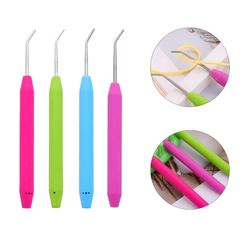 Colorful Loomed Knit Hook Crochet Hooks with Ergonomical Handle Knitting Accessories Multifunctional Knitting Loomed Hook