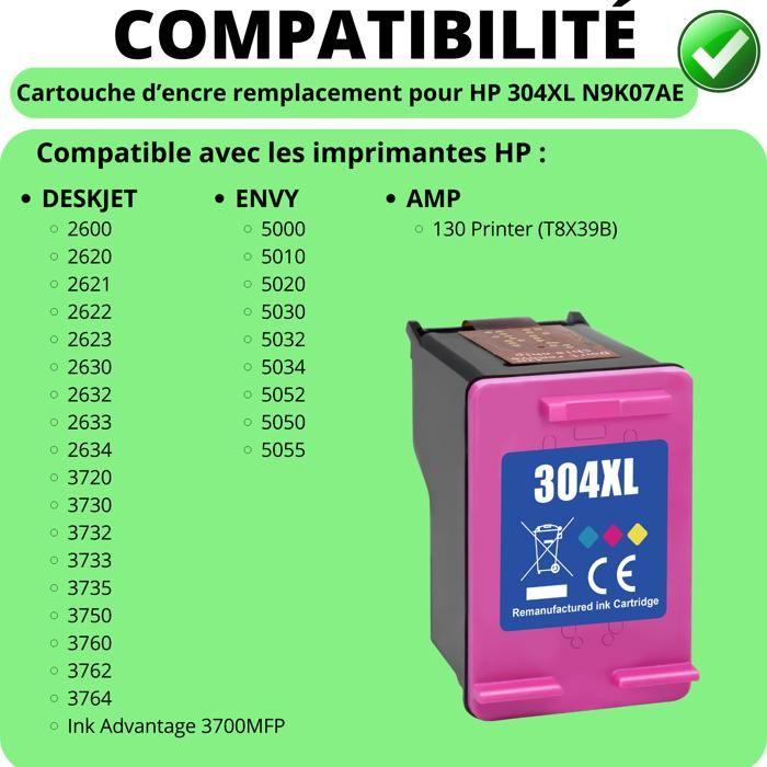 Cartouche d'encre - HP - 304XL - Couleur - Compatible DeskJet et Envy - XL