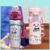 Panda Kids Portable Stainless Steel Thermos With Reusable Straws For School And Outdoors