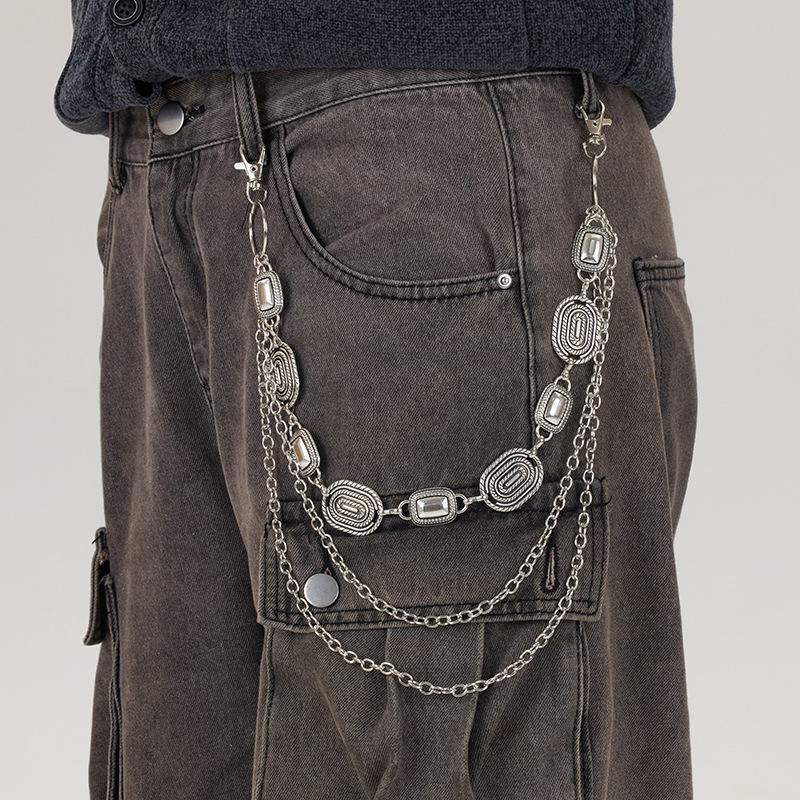 Personalized Punk Pendant Pants Chain For Women Men Fashion Metal Geometric Hollow Jeans Chain Body Jewelry Accessories