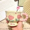 Girls Birthday Gift Ceramic Coffee Mug Creative Flower Design High Value Household Cup