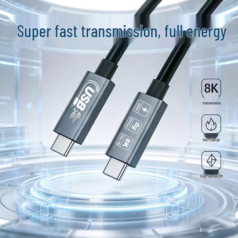 USB4 40G High-Speed Dual-Head Type-C Cable, 240W Compatible for Computers and Mobile Phones