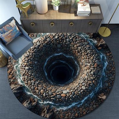 Cartoon Print Round Area Rug,Carpet Rug for Living Room Bedroom Sofa Playroom Decor,Non-slip Floor Mat