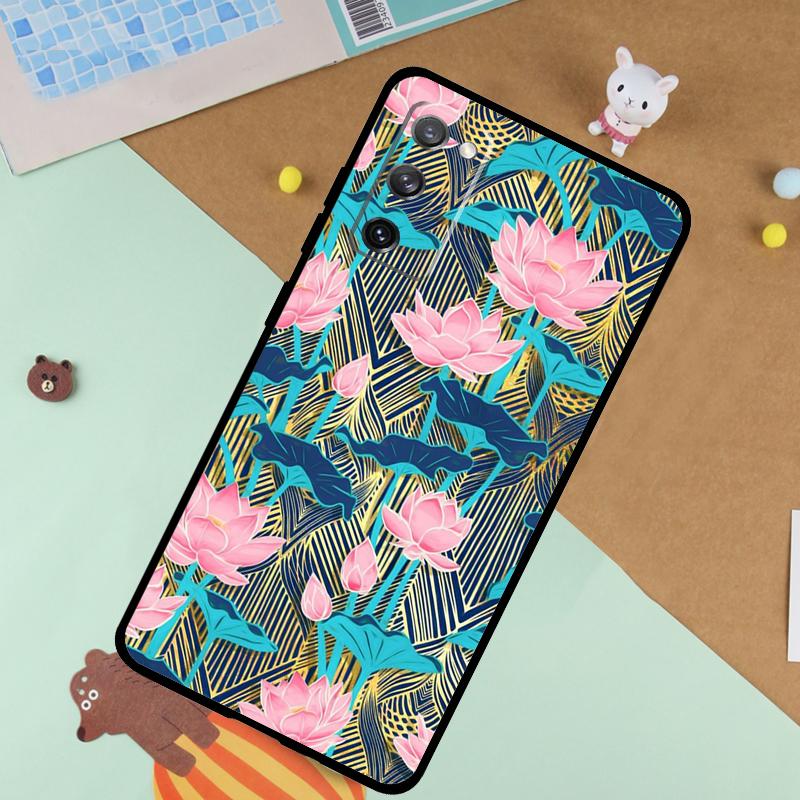 Lotus Flower Soft Case For Samsung Galaxy S24 Ultra S9 S10 S20 S22 S21 Plus S23 FE S25 Ultra Funda Cover