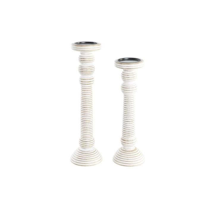 Bougeoir - Décoratif - Fer et Bois de Manguier - 2 pièces - 15 x 15 x 53 cm - Design Indien