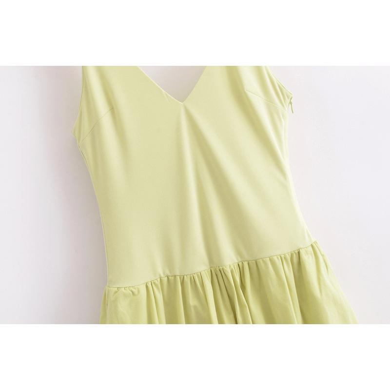 Spring V-Neck Sleeveless Balloon Hem Dress - European & American Hot Girl Style