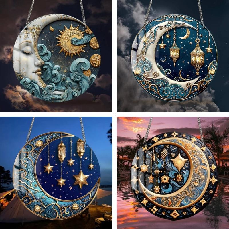 Hanging Decoration Retro Acrylics Hanging Ornaments Middle Eastern Moon Festival Supplies for Indoor and Outdoor Use
