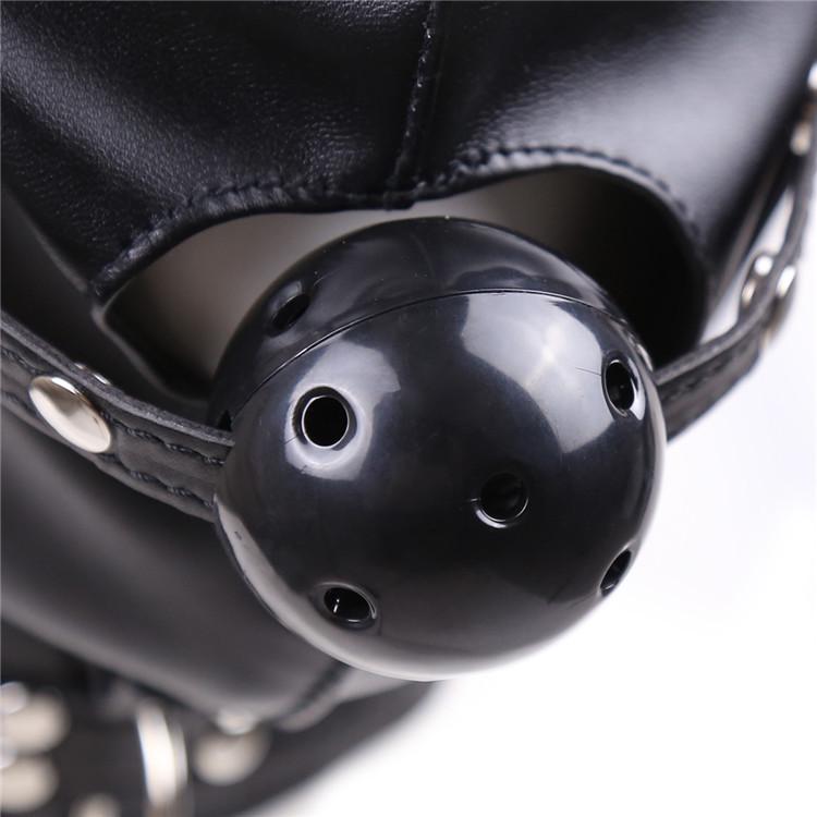 BDSM Sex Mask Adult Toys Fetish Sex Toys Slave Headgearleather Mouth Ball PU Leather