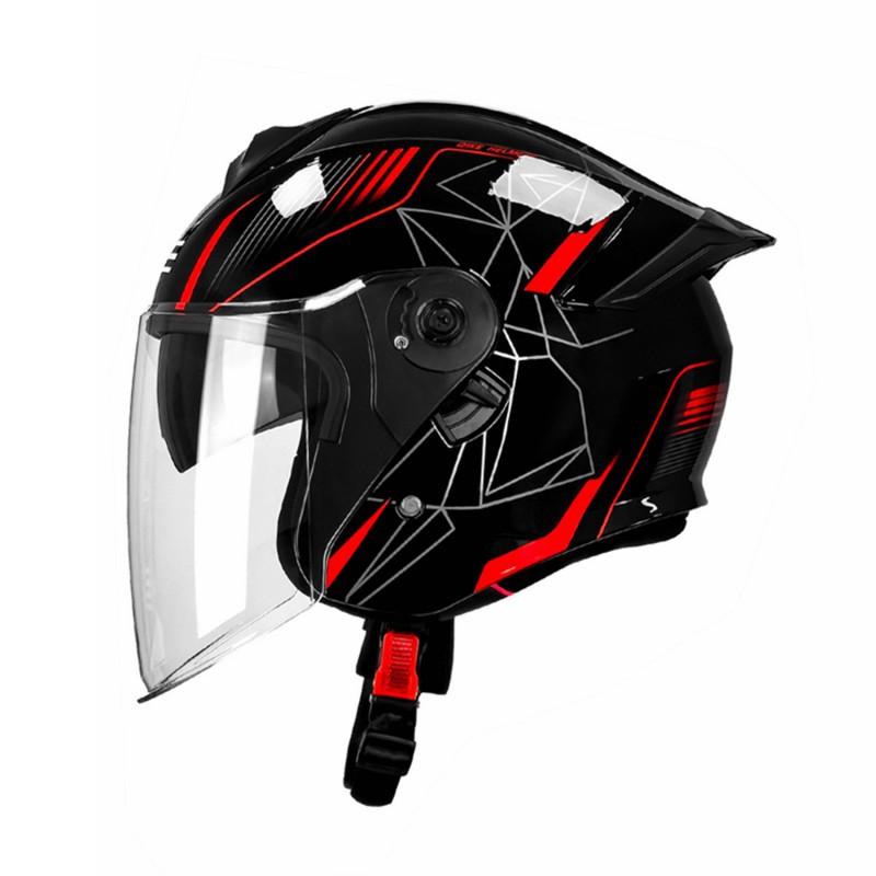 Delivery: Motorcycle Helmet Half Men Women Double Lenses Covered Three-quarters