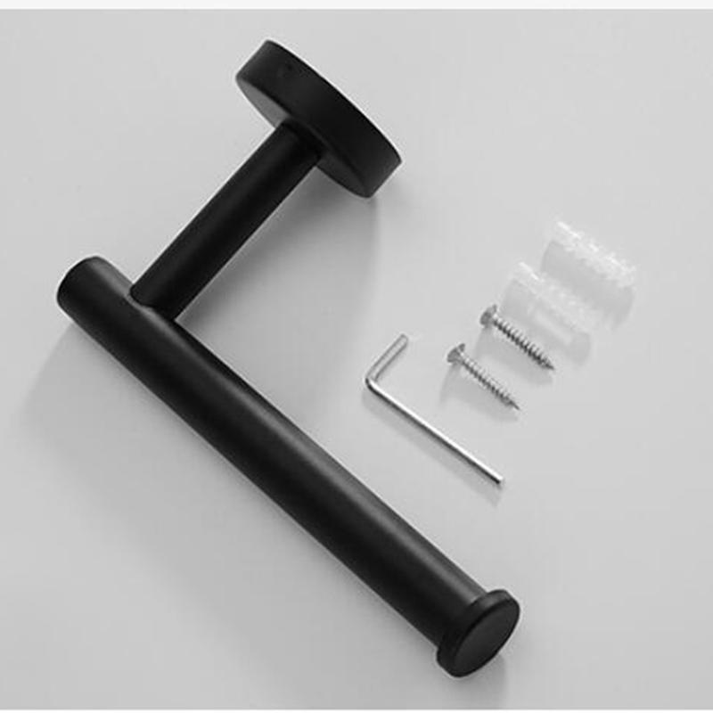 Bathroom Accessories Hardware Set Robe Hook Towel Rail Bar RackRound Black Stainless Steel Shelf Tissue Toilet Paper Holder DIY