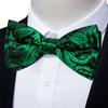 Módní zelené květinové motýlky pro muže Hedvábné předvázané nastavitelné manžetové knoflíčky Set Man Butterfly Kravata Uzel na svatební párty