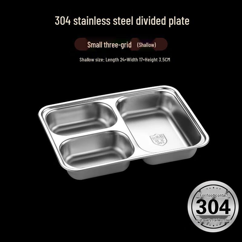 LIJIA FITMENT Stainless Steel 3-Compartment Meal Tray