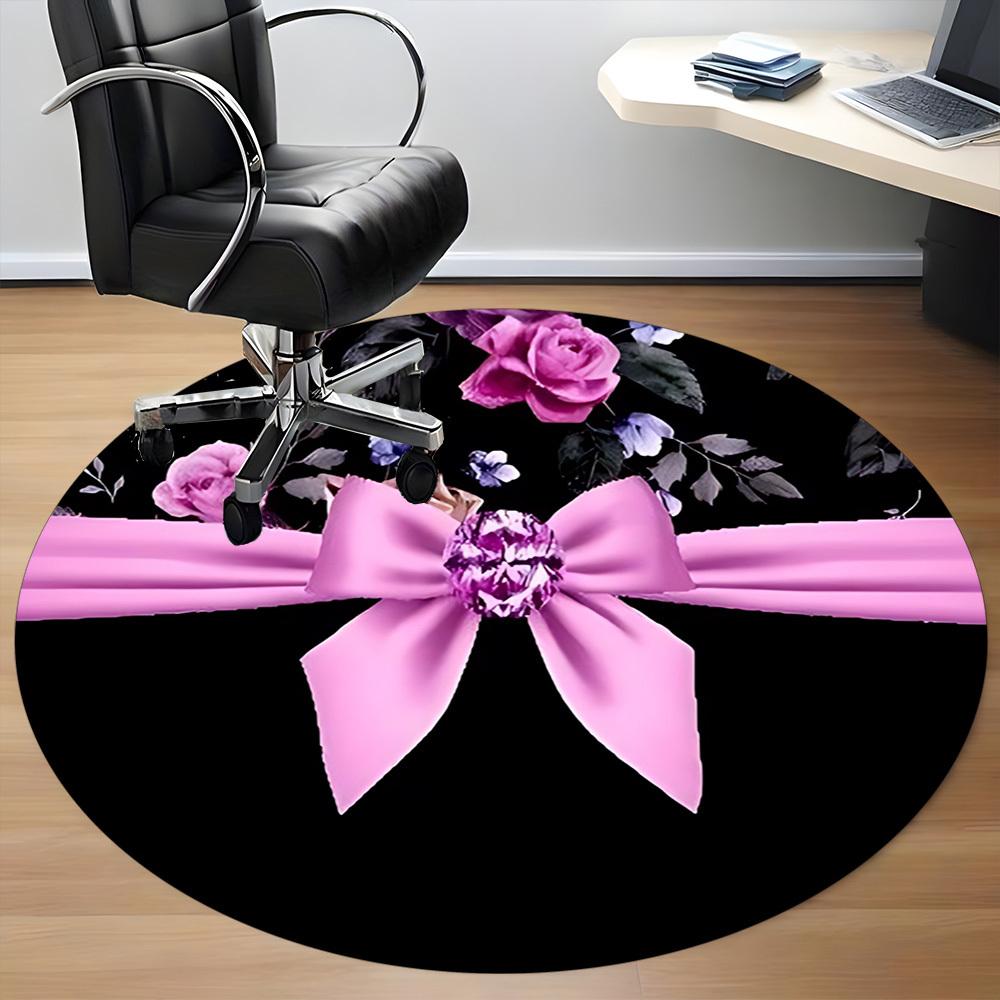 1pc Floral Ribbon Bow Chair Carpet for Office, Non-slip, Soft and Durable Office Rug for Decoration, Perfect for Office yy251229138