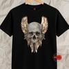 Vintage Winged Skull T-Shirt | Geometric Biker Art