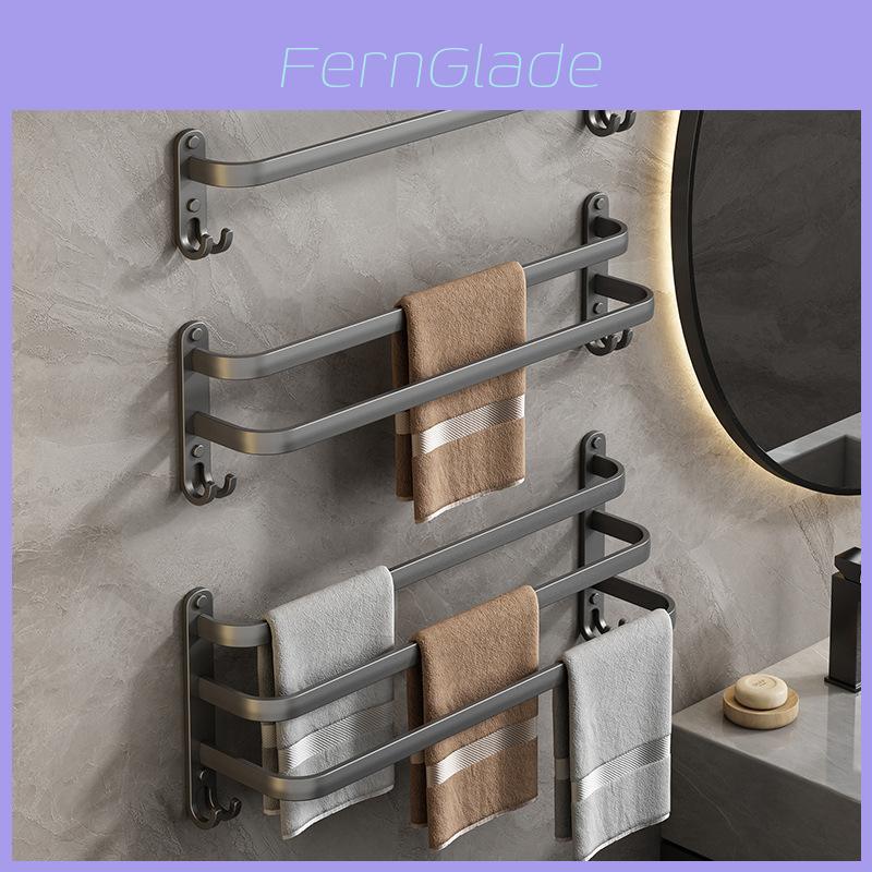 Modern Aluminum Wallmounted Towel Rack With Antimildew Finish For Bathroom And Kitchen Storage