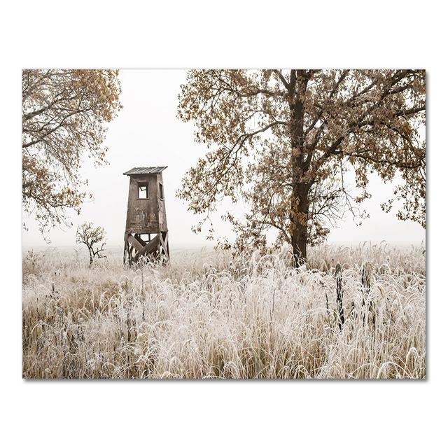 Scandinavian Poster and Print Winter Nature Landscape Canvas Painting Beer Deer Animal Wall Art Picture Nordic Style Home Decor No Frame