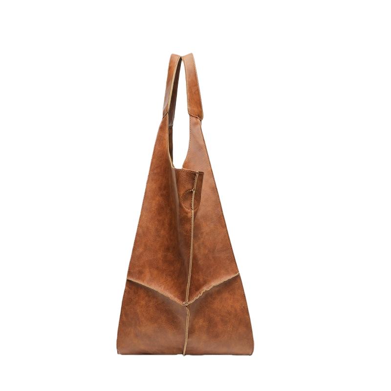 Retro Weiches Leder Tragetasche Lässig Patchwork Große Kapazität Handtaschen Vielseitig Farbblockierung Spleißung Damen Achseltasche