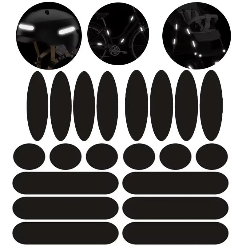 Motorcycle Helmet Invisible Black Reflective Stickers Round and Oval Wheel Arch Scratch Stickers Night-time Safety Warning