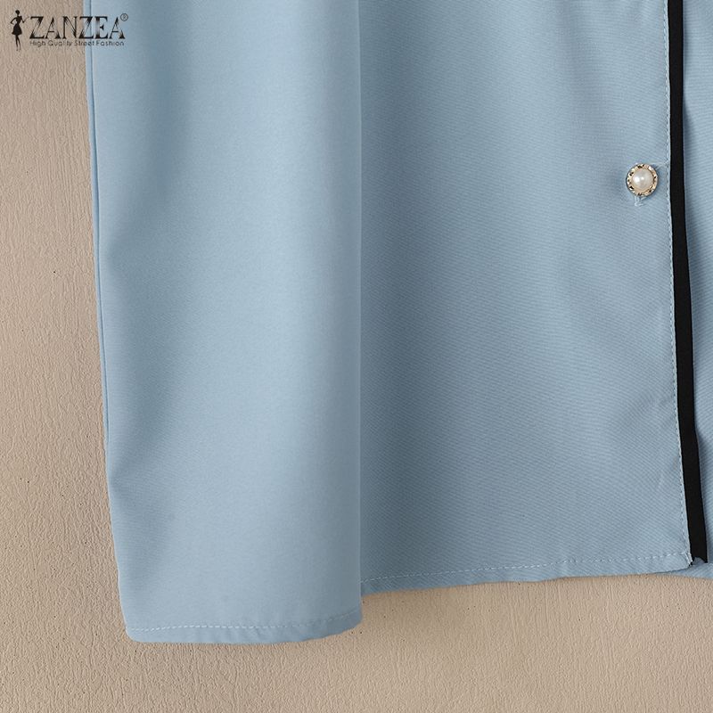 ZANZEA Women Casual Turn Down Collar Long Sleeve Blouse