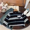 Boys' Striped Long-Sleeve T-Shirt - 2025 Autumn Fashion Trend, Elastic Casual Versatile Cool Top