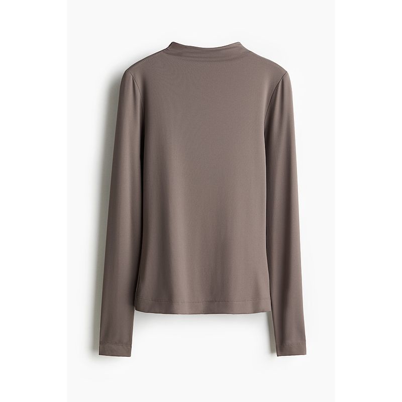 

HM Women s T-shirt Autumn Elastic Fine Fiber Soft Silm Turtleneck Long Sleeves Tops 1250941 Rice Gray 170/116