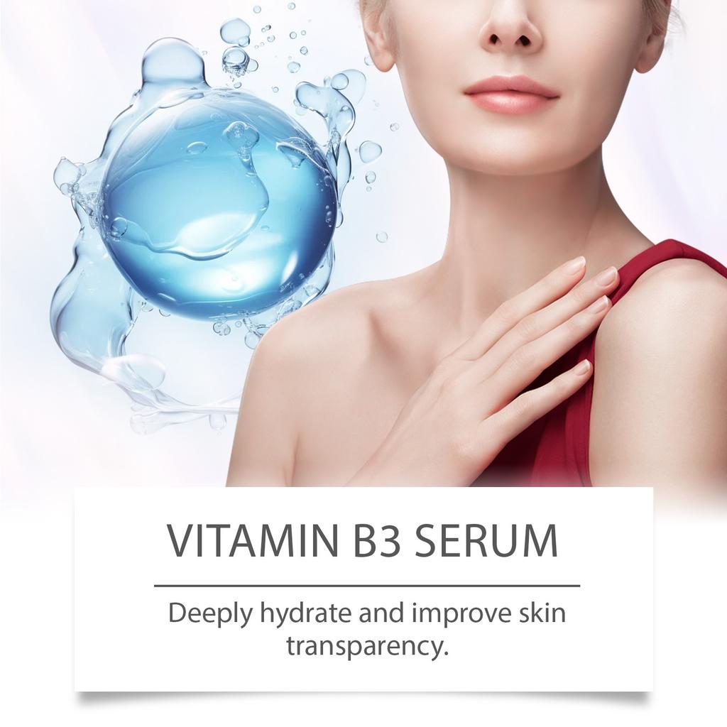 Vitamin B3 Facial Serum Niacinamide 5% Vitanin E Hyakuronic Acid Remove Black Spots Freckle Fade Melanin Pigmentation Brighten