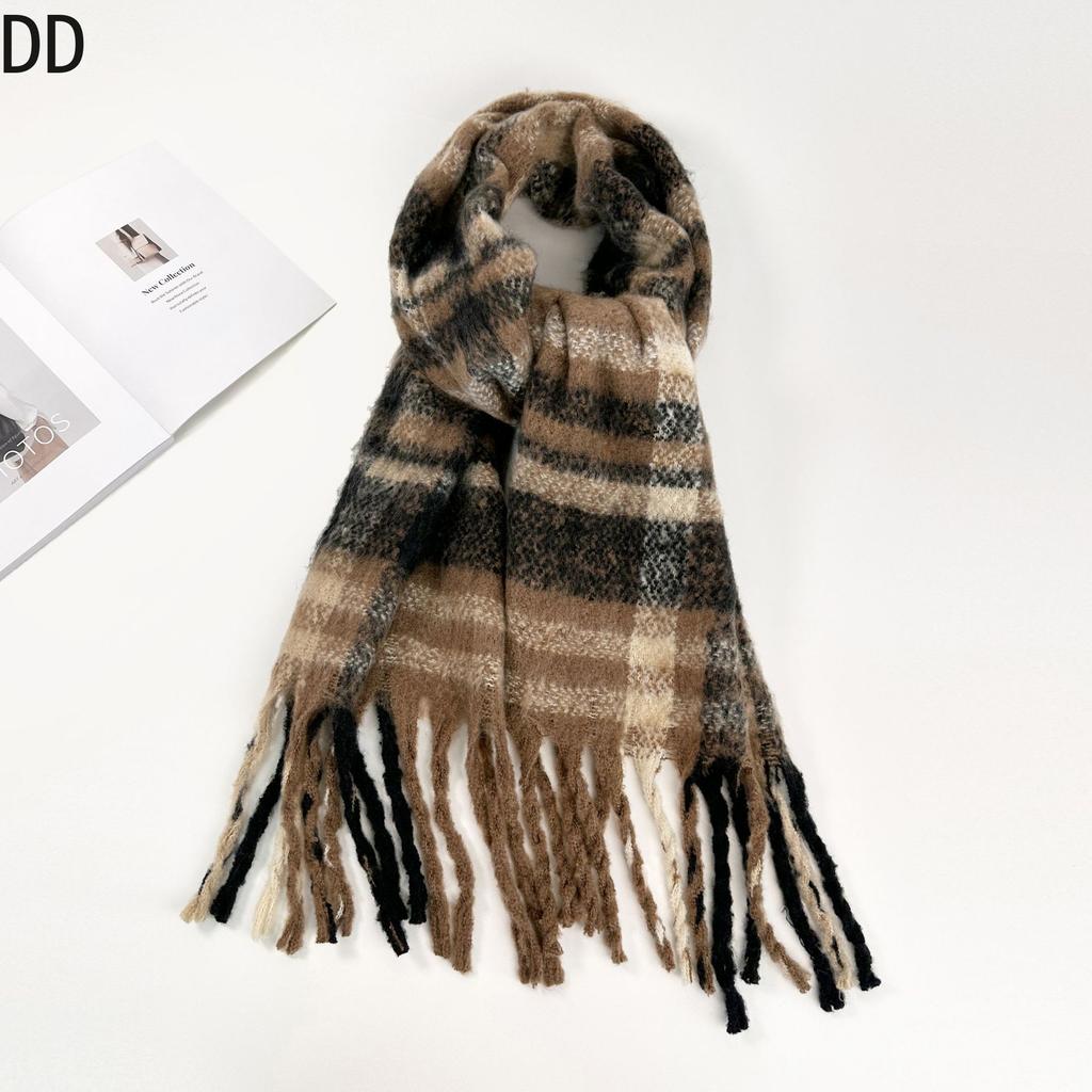 Chic Women Scarf Autumn Winter Mohair Versatile Luxury Green European Shawl Female Soft Warm Thermal Muffler Ladies Y2K Style