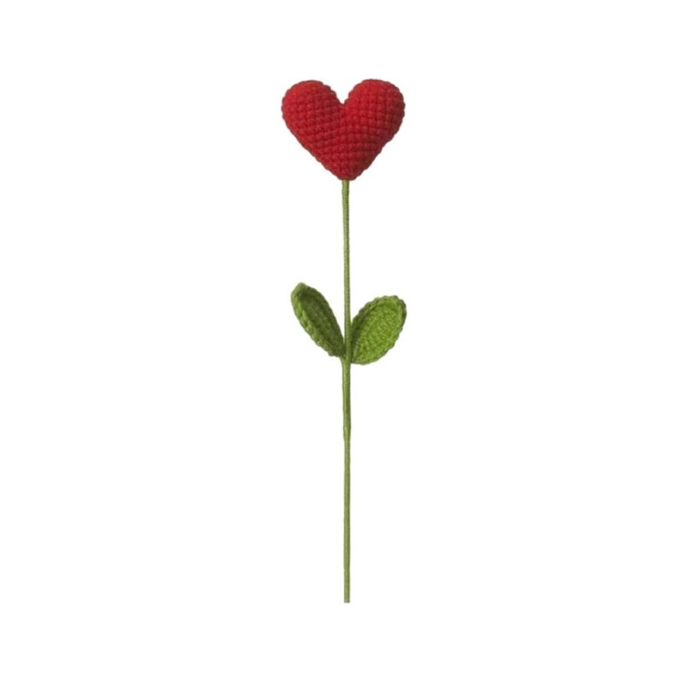Party Supplies Handmade Crochet Heart Bouquet Knitting Wool Love Crochet Flower Bouquet DIY Artificial Flower Valentine's Day