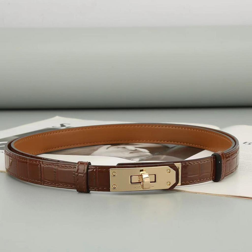 Women's Adjustable Genuine Leather Alligator Pattern Belt