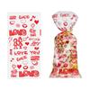 100 Stück Zellophantüten in Herzform zum Valentinstag mit Drehverschlüssen, für Feiertage, Leckereien, Schokoladentüten, Kekstüten, Geschenke