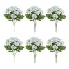 6Pcs Artificial Flower with Green Leaves Realistic Fake Plastic Flower Home Office Wedding Party Indoor Outdoor Faux Flower Plants Decoration