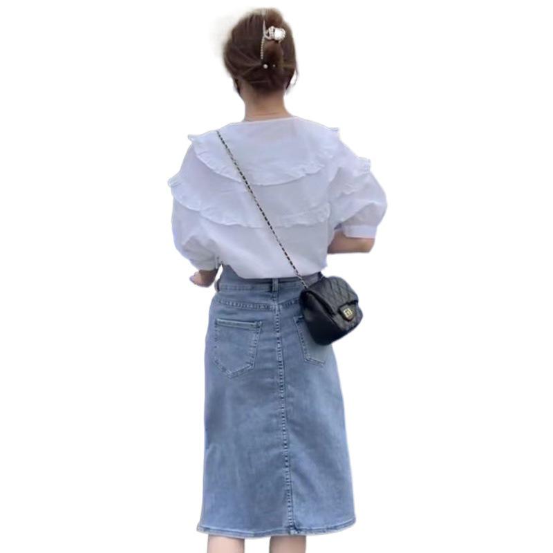 Women's Tencel Puff Sleeve Doll Collar Blouse - Summer 2024
