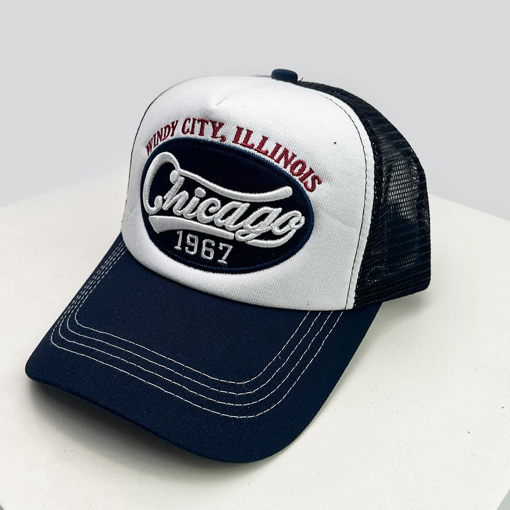 American Hip-hop Letter Embroidery Baseball Hats Sunshade New Unisex Color Block Breathable Trucker Caps Versatile Street Mesh