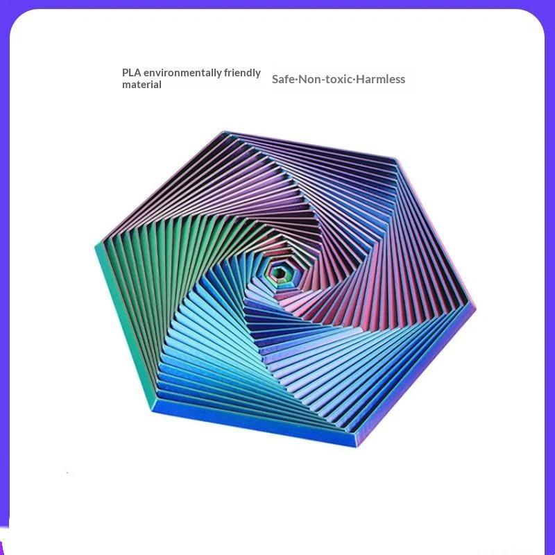 Umweltfreundliches PLA Sechseckiges Fidget Spiralspielzeug Farbverlauf Stressabbau Perfekt für Zuhause Büro Schreibtisch Spiel für Kinder Erwachsene