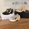 Womens Elegant Pointed-Toe Mule Sandals With Pearl Buckle 8cm Hidden Heel Slip-On Style Fall Wear
