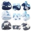 Set da 3 Pezzi Cappellino Guanti Calzini in Cotone per Neonato Anti Graffi Protezione Completa Manopole Copripiedi Accessori per Neonati
