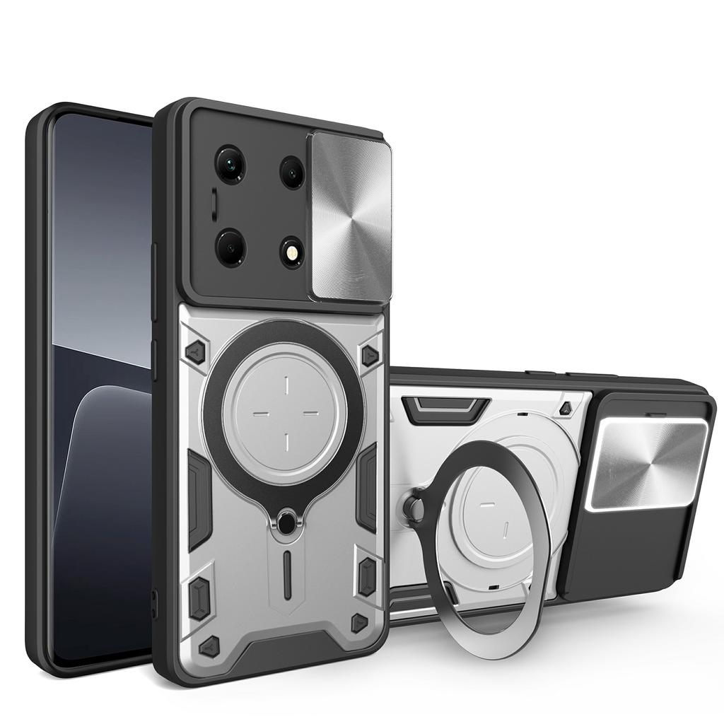 For Infinix Note 30 4G Shockproof Case TPU+PC Phone Cases with Kickstand,Slide Lens Lid