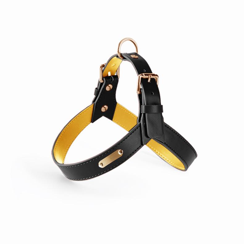 Waterproof Leather Dog Breast Strap Hand Holding Rope Vest-Style Medium Large Dog Explosion-Proof Leash Outing Pet Supplies