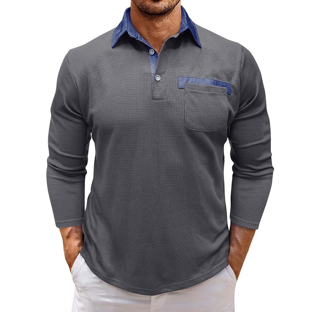Men's Spring Solid Color Long Sleeve Lapel Shirt Men's Casual Fashion Shirt