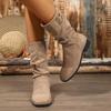Fashion 2025 Brand Ladies Shoes Belt Buckle Women's Boots Fashion Slip-on Modern Boots Women Winter Retro Rome Plus Size Mid-Calf Boots