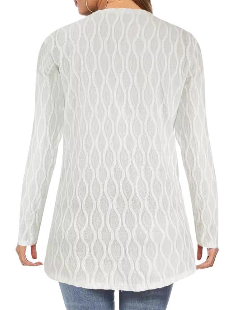 Toamnă și iarnă gol culoare solidă acasă casual temperament navetă tricotat mânecă lungă cardigan jachetă îmbrăcăminte pentru femei