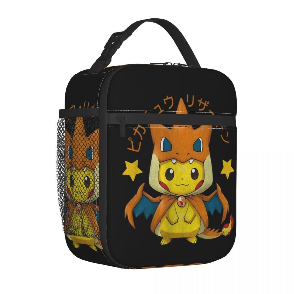 Pokemoned Pikachu Anime Cartoon Insulated Lunch Bags Large Meal Container Cooler Bag Tote Lunch Box School Outdoor Bento Pouch