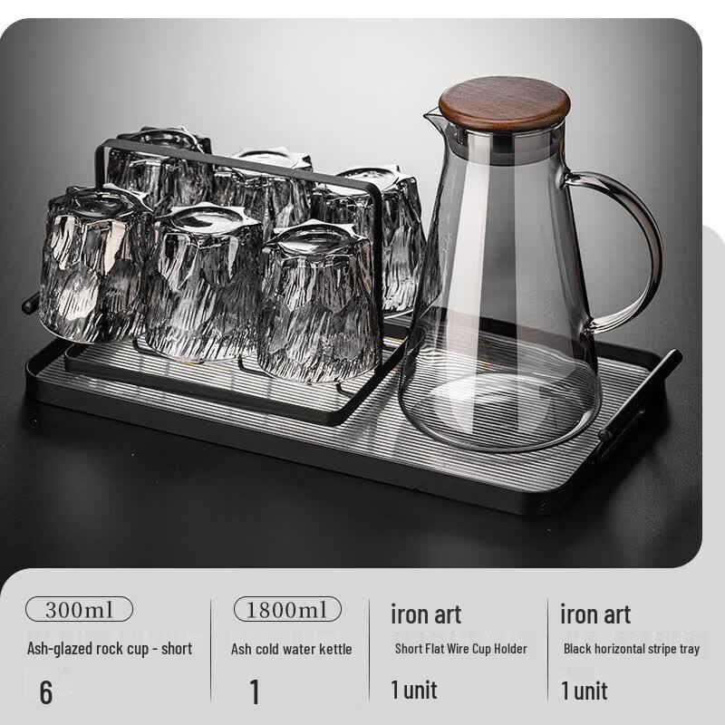 Light Luxury Retro Embossed Glacier Glass Drinking Set