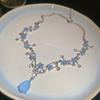 Monet Garden~ Diamond Resin Flower Water Drop Earrings Necklace Set Light Luxury High-end Princess Style Jewelry Women