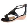 Large size wedge heel sandals women's 2025 summer new European and American one-word wedge heel rear zipper Roman shoes 2025wi