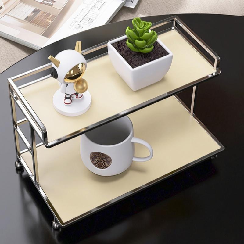 2Layer Acrylic Cosmetic Organizer Bathroom Vanity Storage Shelf Transparent Makeup Display Countertop Shelf Desktop Bathroom Decor Space Saving Decor