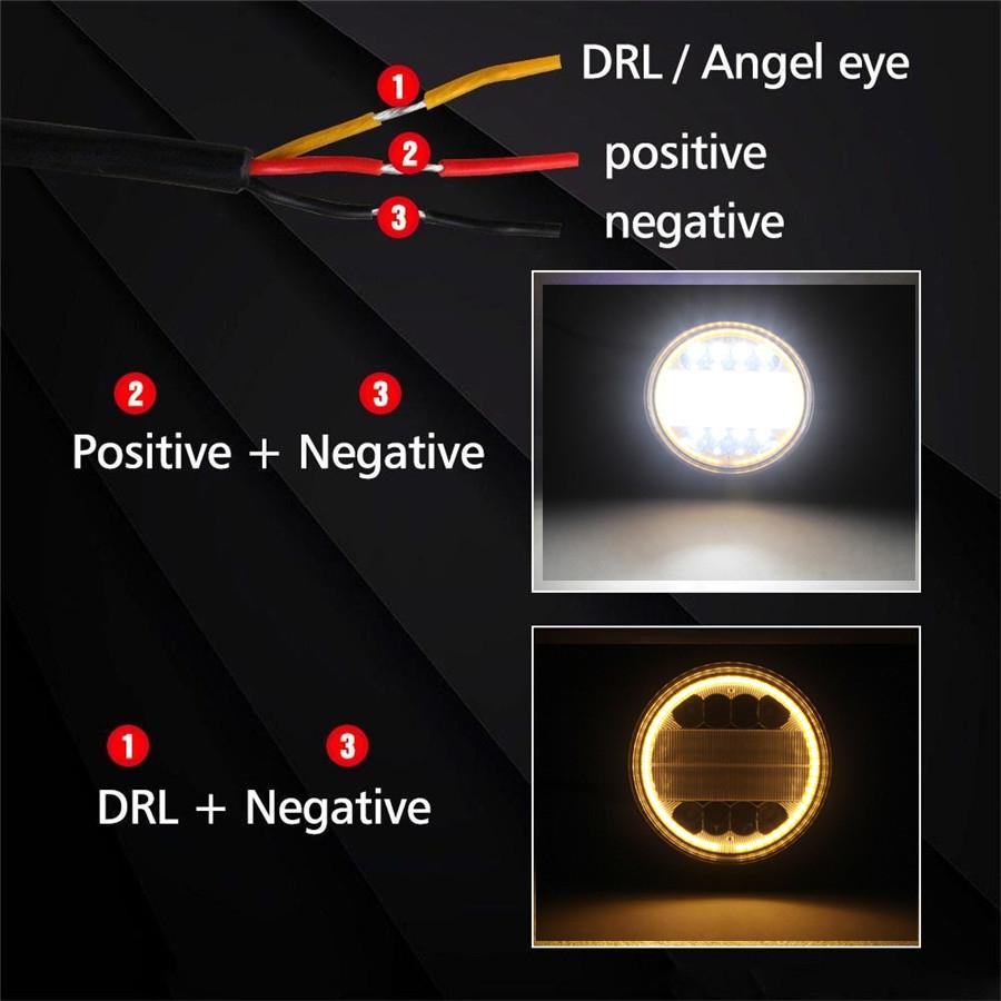 4.5 Inch 120W LED Work Driving Light Angle Eyes Flood Beam Lamp For Pickup SUV