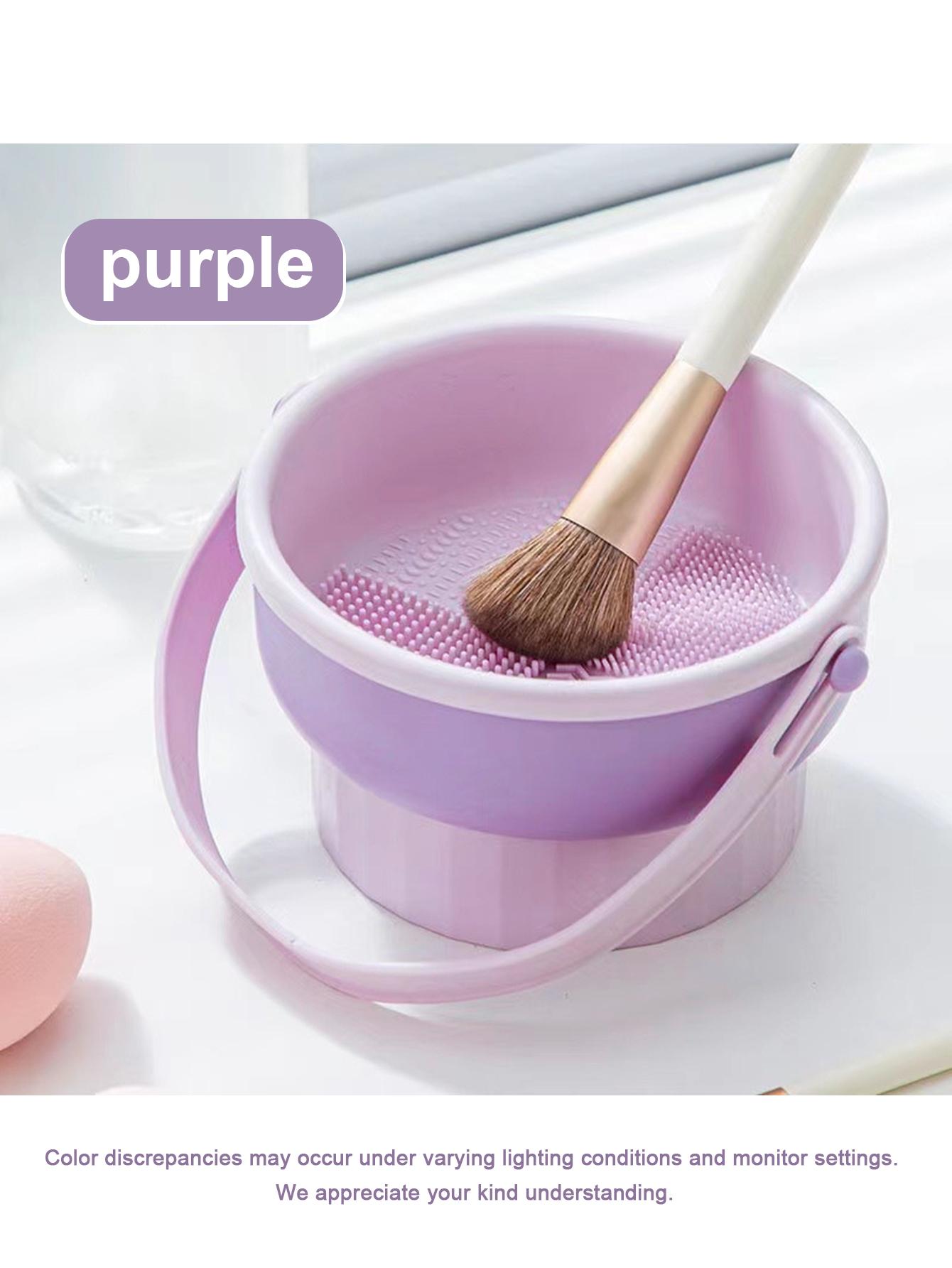 

3 in 1 Makeup Brush Cleaner Dryer Organizer Silicone Wash Station & Storage Mat for Cosmetic Brushes Beauty Blender Sponges фіолетовий